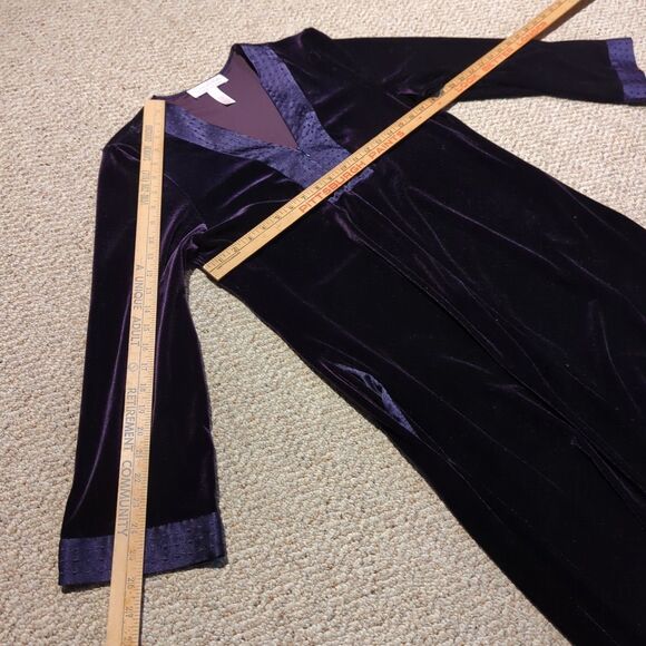 Oscar De La Renta Pink Label Long Length Purple Velvet Bath Robe Womens Medium - Picture 3 of 7